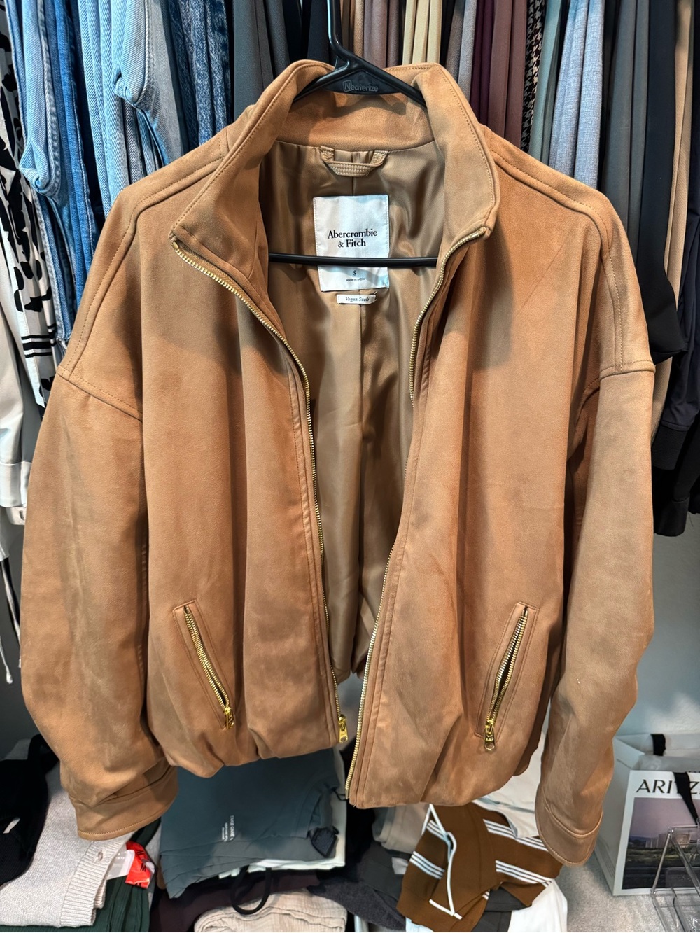 Abercrombie & Fitch Vegan Suede Bomber Jacket